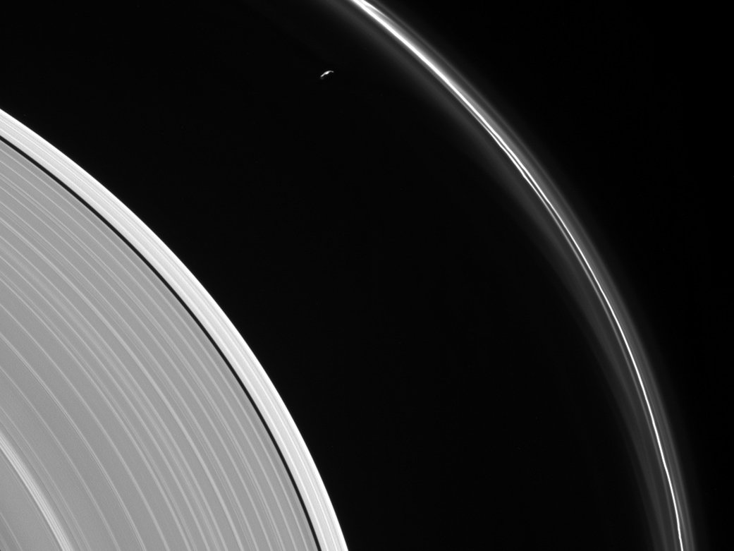 saturns moon prometheus inside saturns f ring